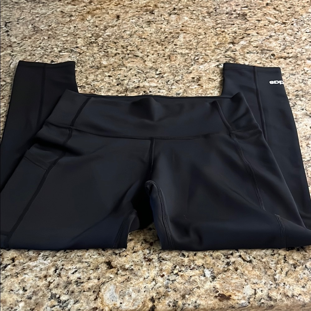 Adidas Black Leggings with Wide Waistband and Matte Finish